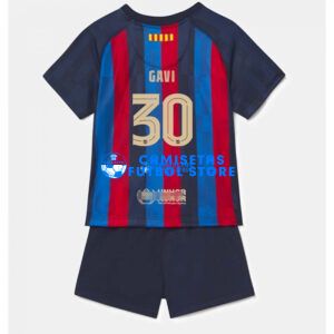 Camiseta Gavi 30 Barcelona 1ª Equipación 2022/2023 Niño Kit