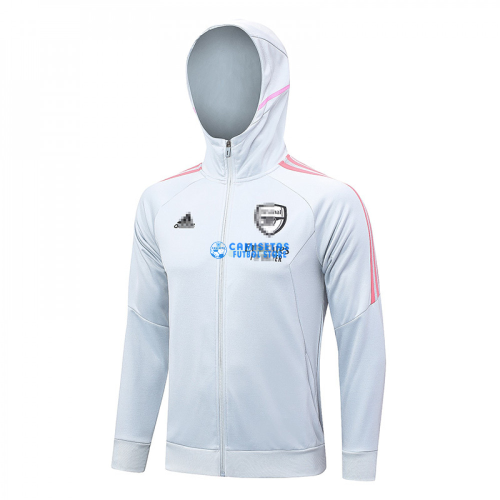 Chaqueta Arsenal 2023/2024 Con Capucha Gris Claro