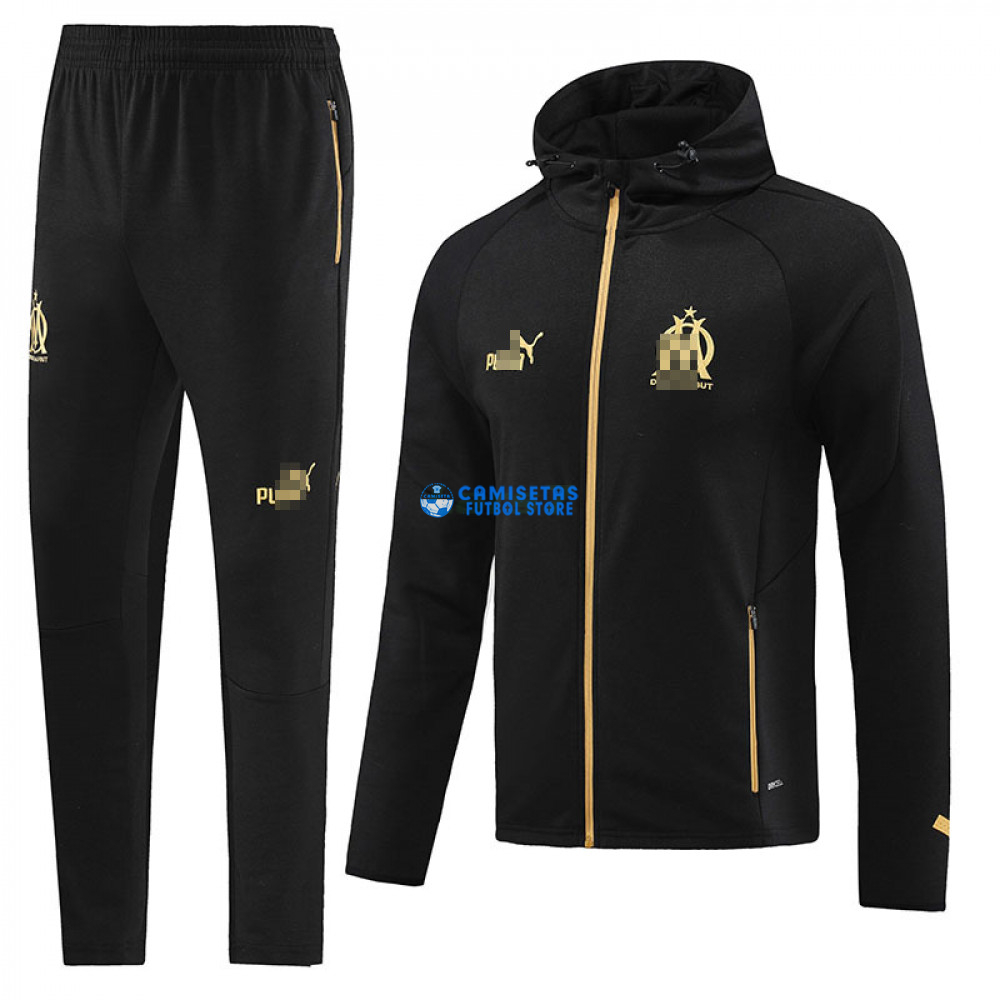 Chaqueta Olympique Marsella 2023/2024 Con Capucha Negro - Imagen 2