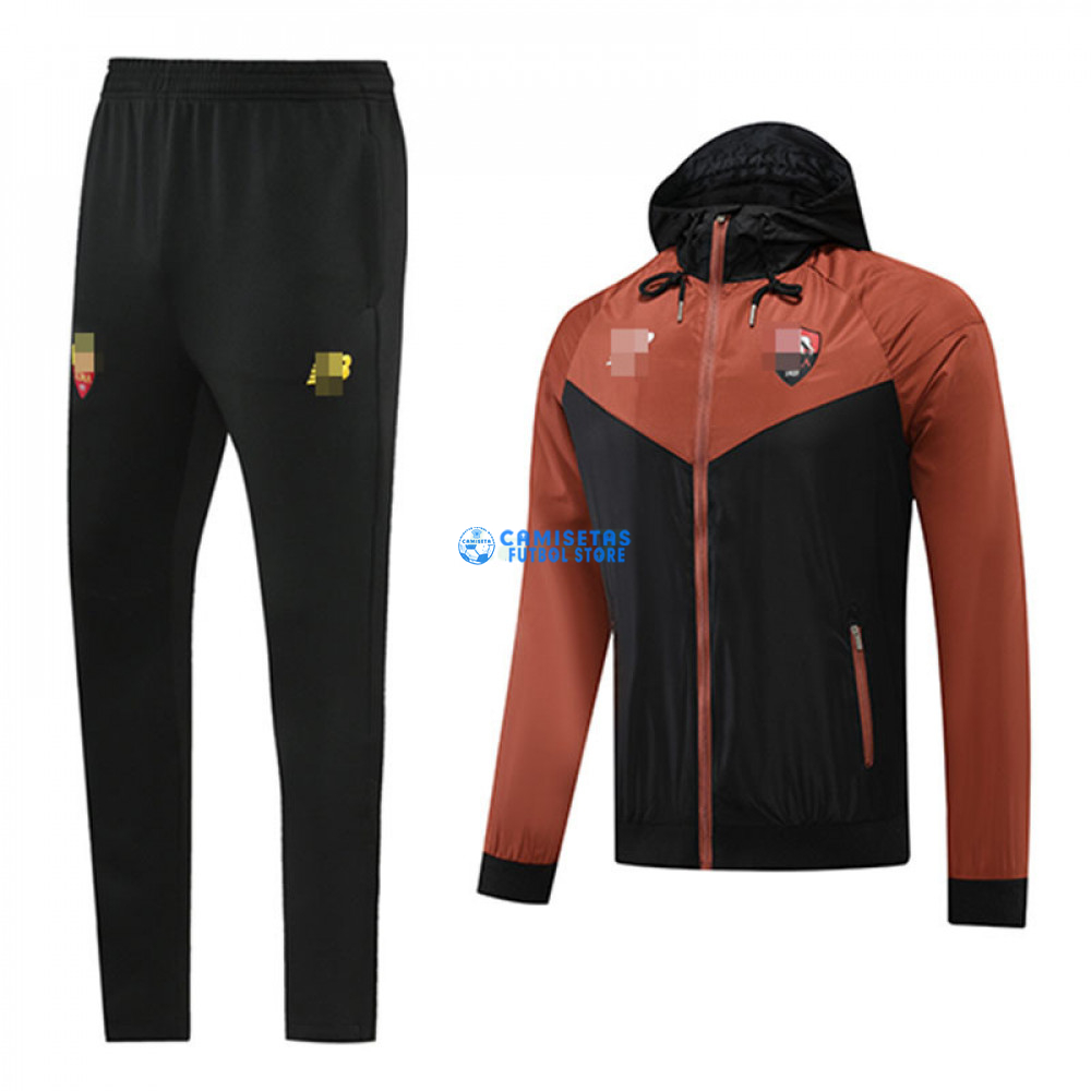 Cortavientos AS Roma 2022/2023 Con Capucha Kit Negro