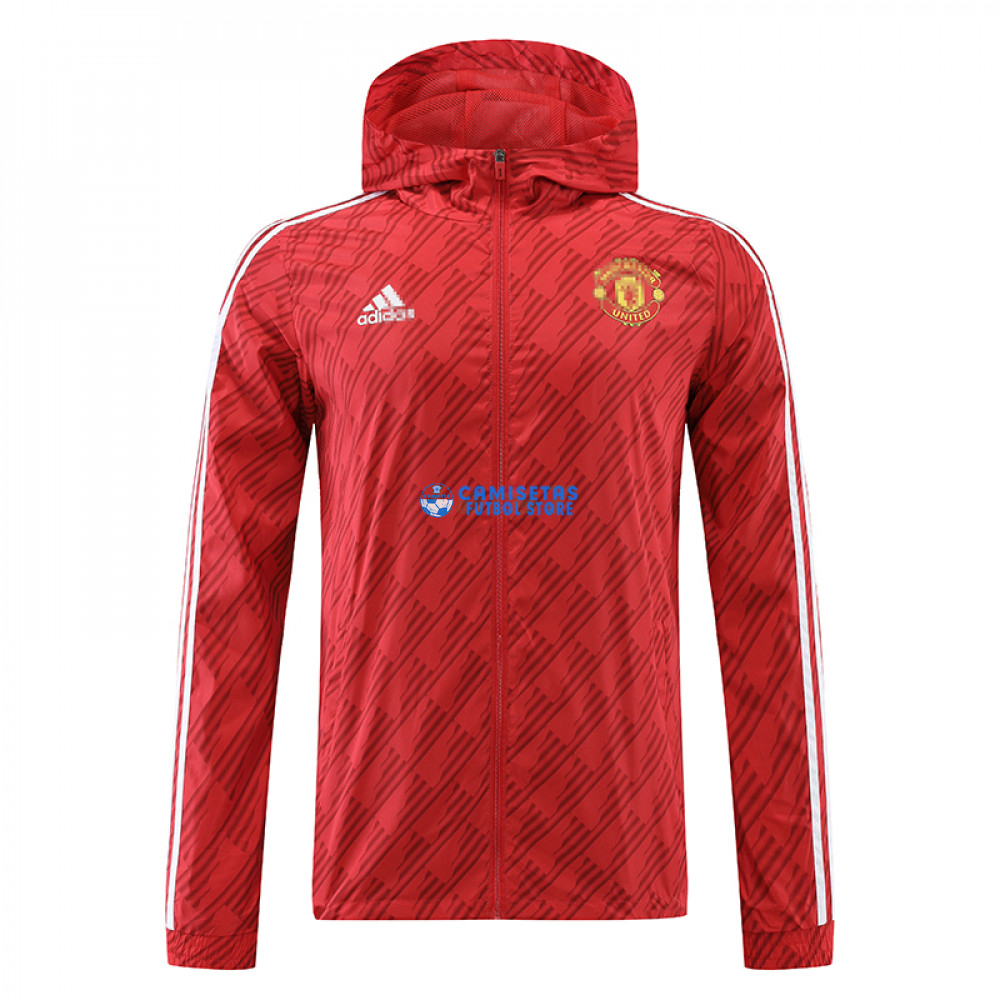 Cortavientos Manchester United 2022/2023 Con Capucha Rojo/Blanco