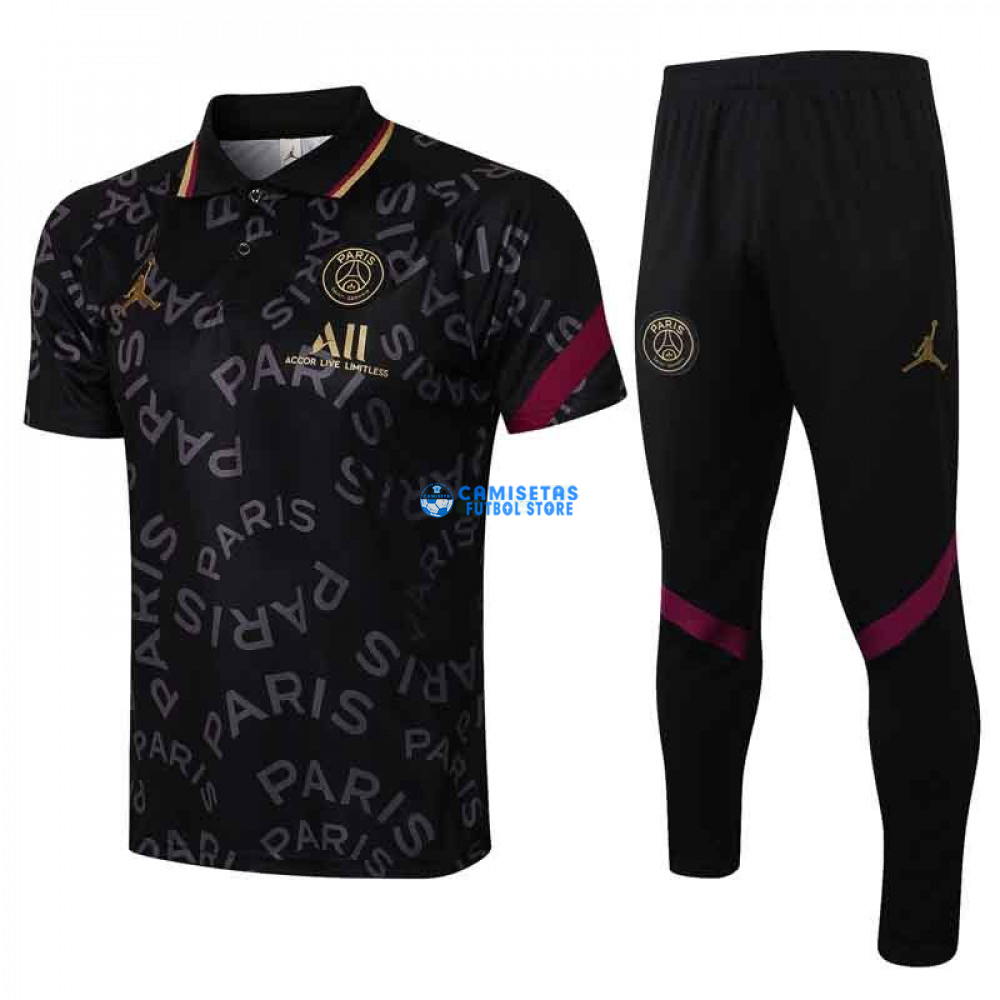 Polo PSG 2021/2022 Jordan Kit Letra Estampado Negro