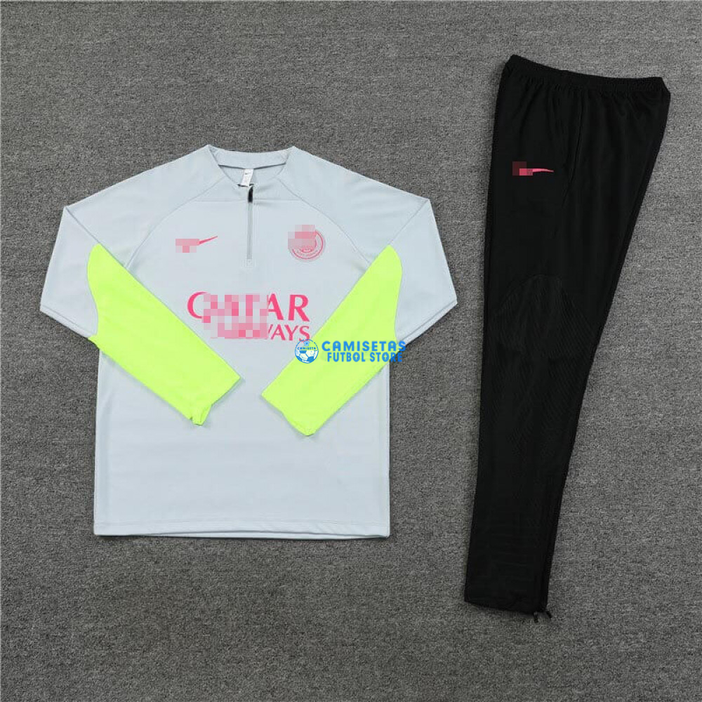 Sudadera de Entrenamiento PSG 2023/2024 Niño Kit Gris/Verde Fluorescente - Imagen 3
