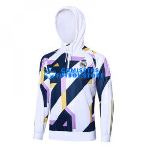 Sudadera de Entrenamiento Real Madrid 2023/2024 Con Capucha Blanco/Azul Marino