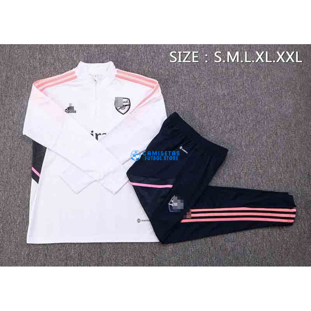 Sudadera De Entrenamiento Arsenal 2022/2023 Blanco con Rayas Rosadas - Imagen 4