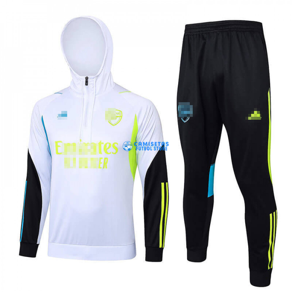 Sudadera De Entrenamiento Arsenal 2023/2024 Con Capucha Kit Blanco/Negro