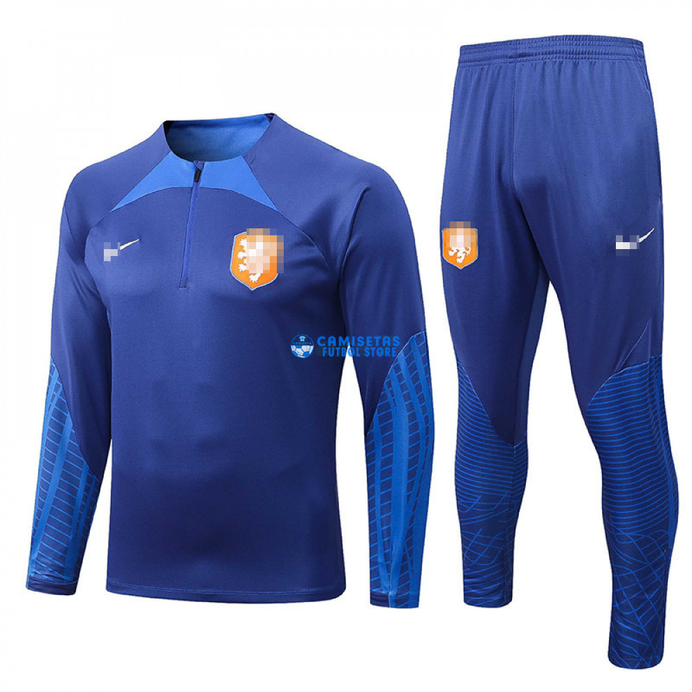 Sudadera de Entrenamiento Holanda 2022 Kit Azul Oscuro