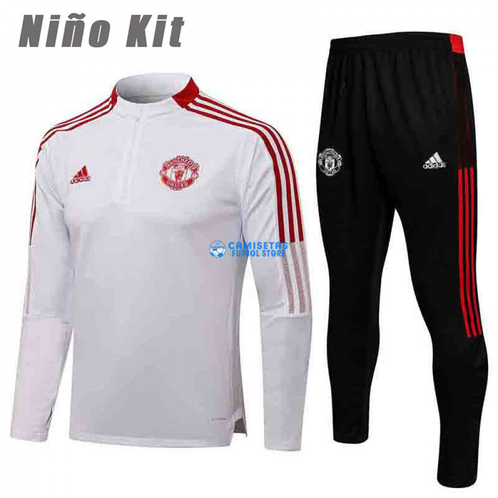Sudadera De Entrenamiento Manchester United 2021/2022 Niño Kit Blanco