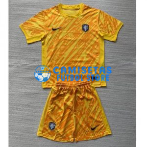 Camiseta De Portero Holanda 2024 Niño Kit Amarillo