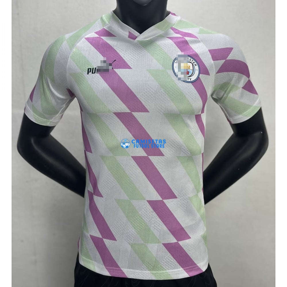 Camiseta Manchester City 2023/2024 Pre-Match Blanco/Morado/Verde (EDICIÓN JUGADOR) - Imagen 2