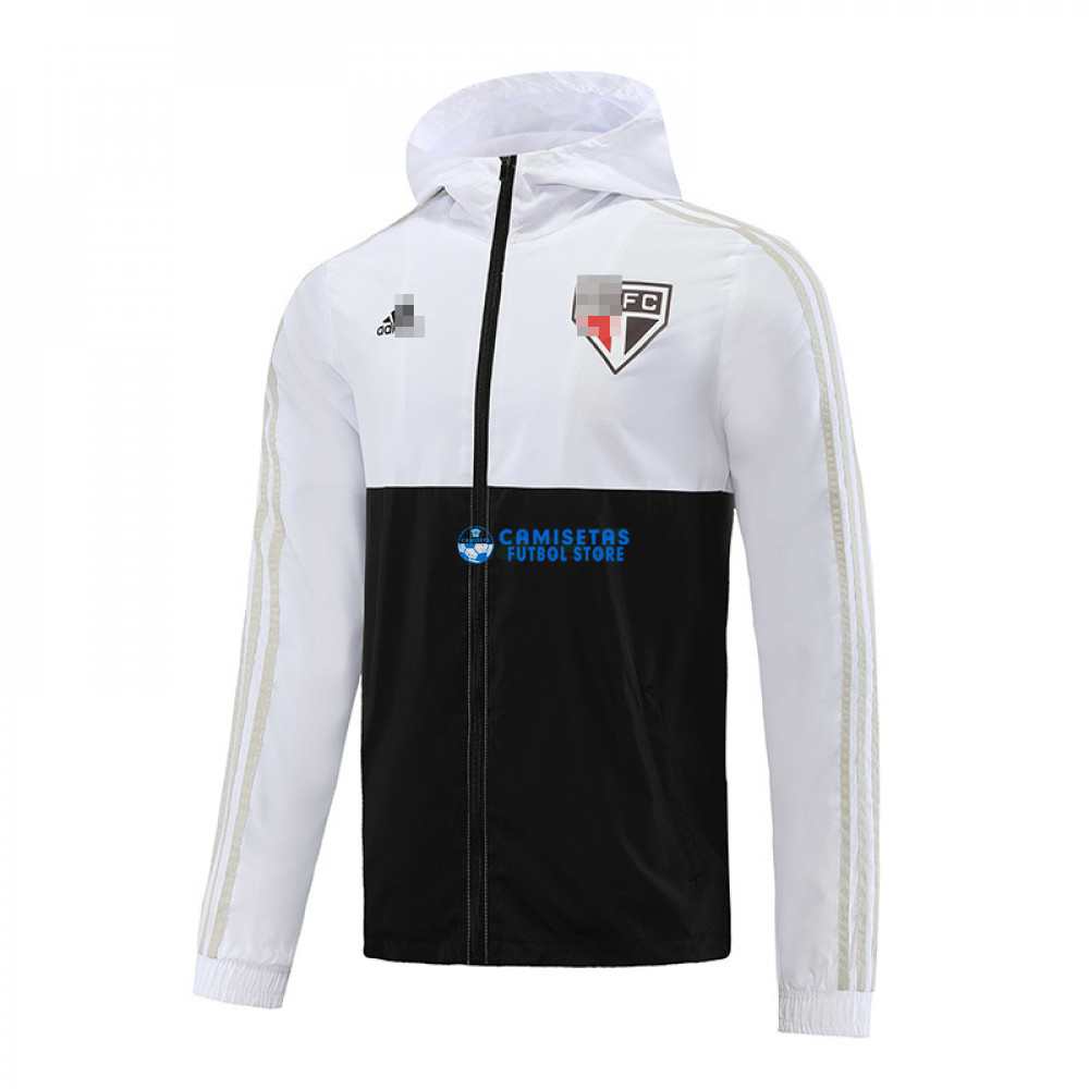 Cortavientos São Paulo 2023/2024 Con Capucha Blanco/Negro