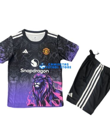 Camiseta Manchester United Equipación 2025/2026 Niño Kit Negro/Púrpura