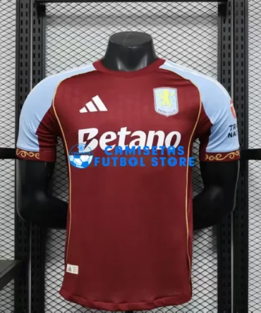 Camiseta Aston Villa 1ª Equipación 2025/2026 Rojo Oscuro (EDICIÓN JUGADOR)