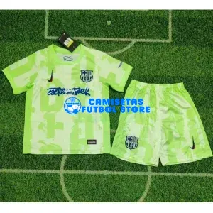 Camiseta Barcelona x Travis Scott Limited Edition 3ª Equipación 2024/2025 Verde Niño Kit