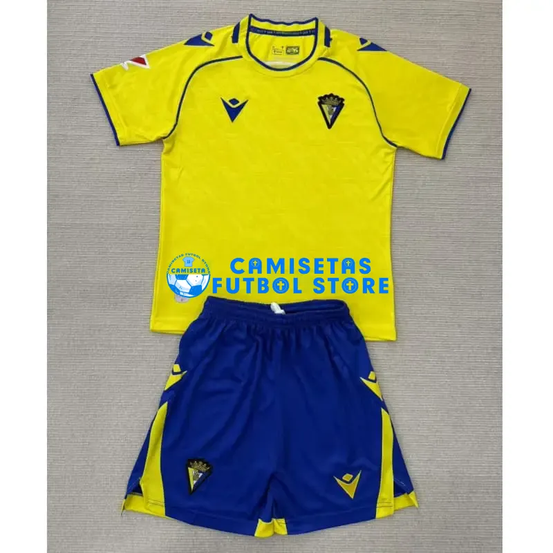 Camiseta Cadiz 1ª Equipación 2025/2026 Amarillo Niño Kit con Parche La Liga