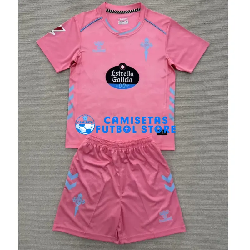 Camiseta Celta de Vigo 3ª Equipación 2025/2026 Rosa Niño Kit con Parche La Liga