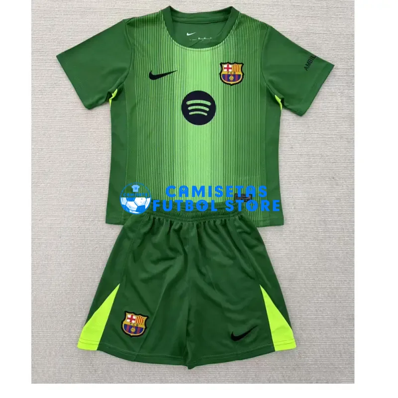 Camiseta de Portero Barcelona 2025/2026 Verde Niño Kit
