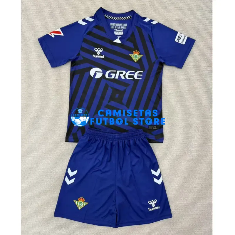 Camiseta de Portero Real Betis 2025/2026 Azul Marino Niño Kit con Parche La Liga