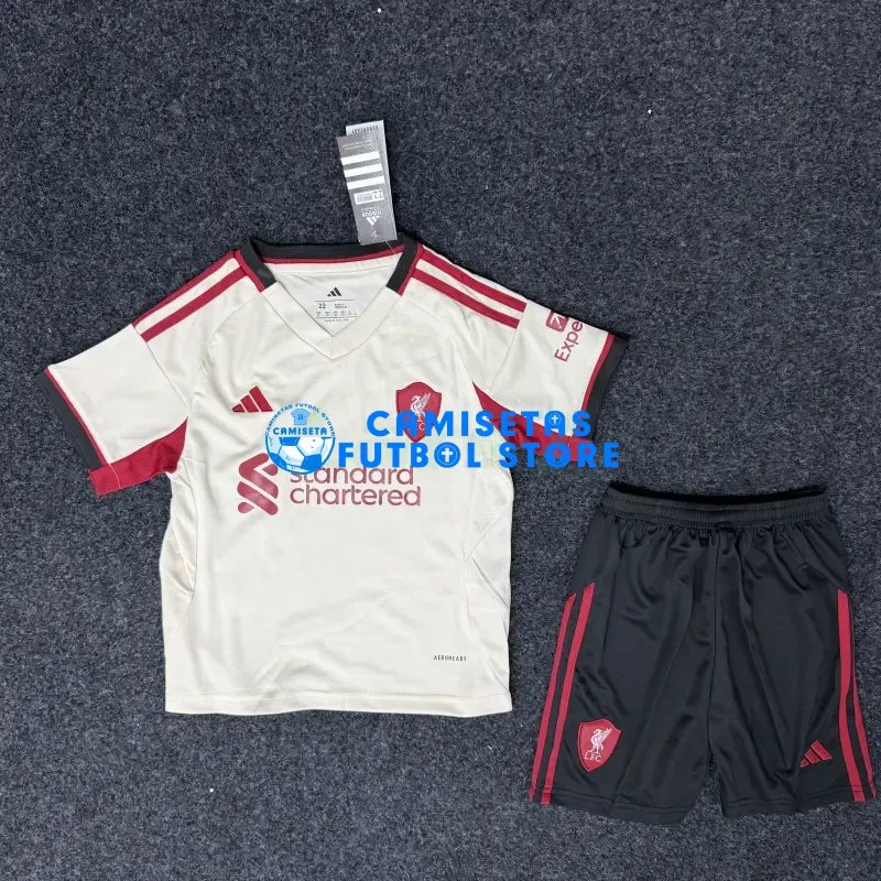 Camiseta Liverpool 2ª Equipación 2025/2026 Blanco Niño Kit - Imagen 3