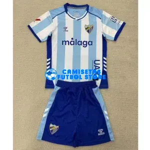 Camiseta Málaga CF 1ª Equipación 2025/2026 Azul/Blanco Niño Kit con Parche La Liga