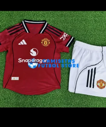 Camiseta Manchester United 1ª Equipación 2025/2026 Rojo Niño Kit (EDICIÓN JUGADOR)
