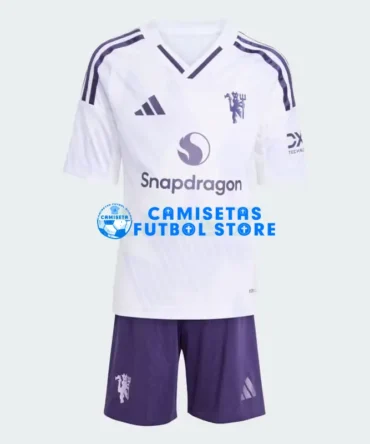 Camiseta Manchester United 2ª Equipación 2025/2026 Blanco Niño Kit