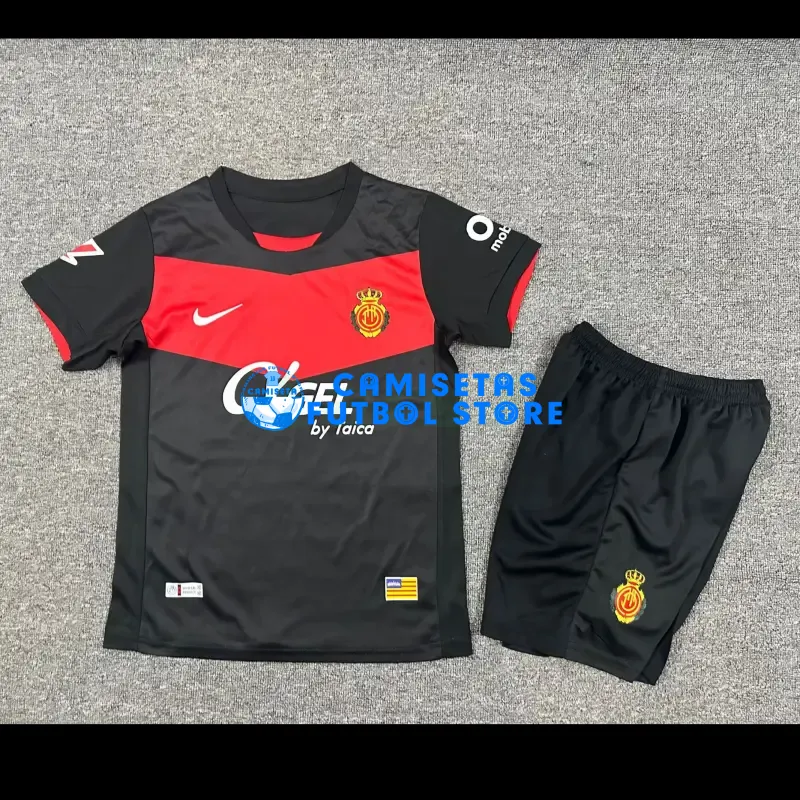 Camiseta RCD Mallorca 3ª Equipación 2025/2026 Negro Niño Kit con Parche La Liga