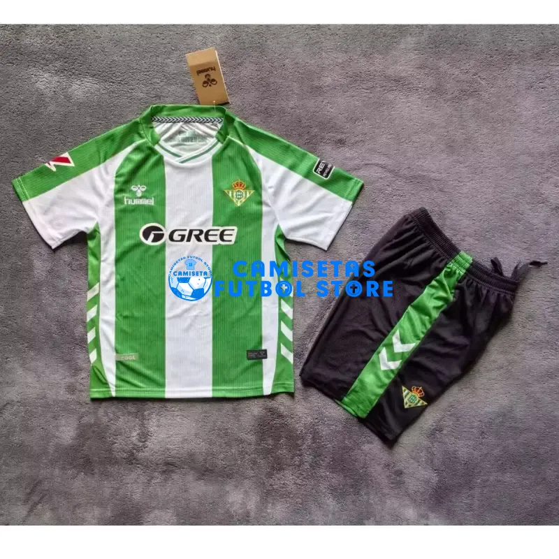 Camiseta Real Betis 1ª Equipación 2025/2026 Verde/Blanco Niño Kit con Parche La Liga
