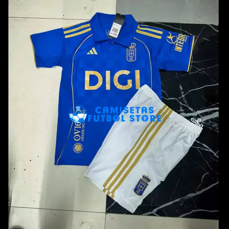 Camiseta Real Oviedo 1ª Equipación 2025/2026 Azul Niño Kit
