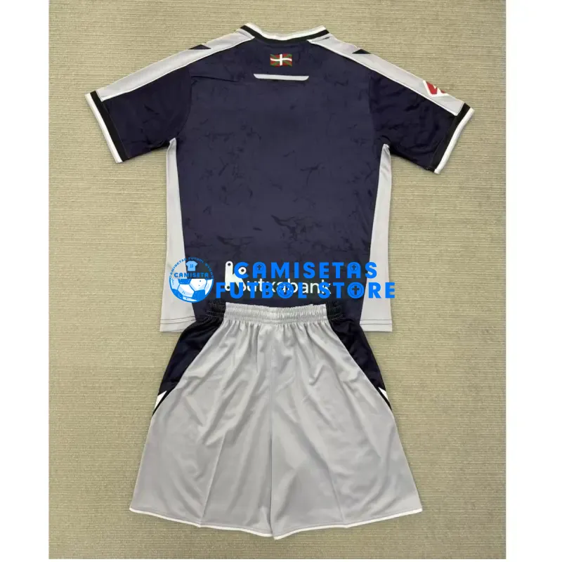 Camiseta Real Sociedad 2ª Equipación 2025/2026 Azul Marino/Gris Niño Kit con Parche La Liga - Imagen 2