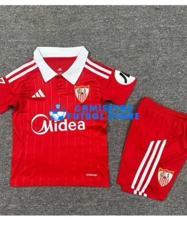 Camiseta Sevilla 2ª Equipación 2025/2026 Rojo Niño Kit con Parche La Liga