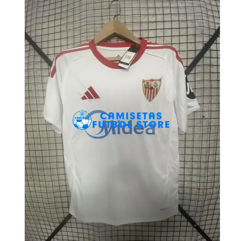 Camiseta Sevilla FC 1ª Equipación 2025/2026 Blanco con Parche La Liga - Imagen 3