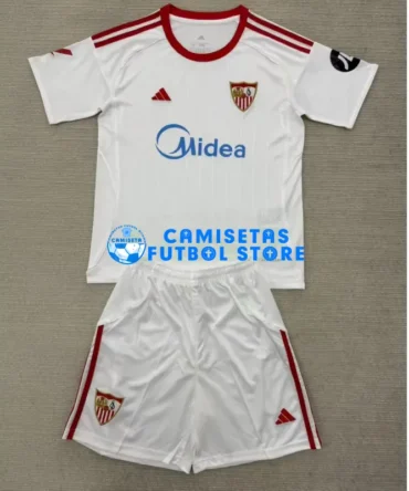 Camiseta Sevilla FC 1ª Equipación 2025/2026 Blanco Niño Kit