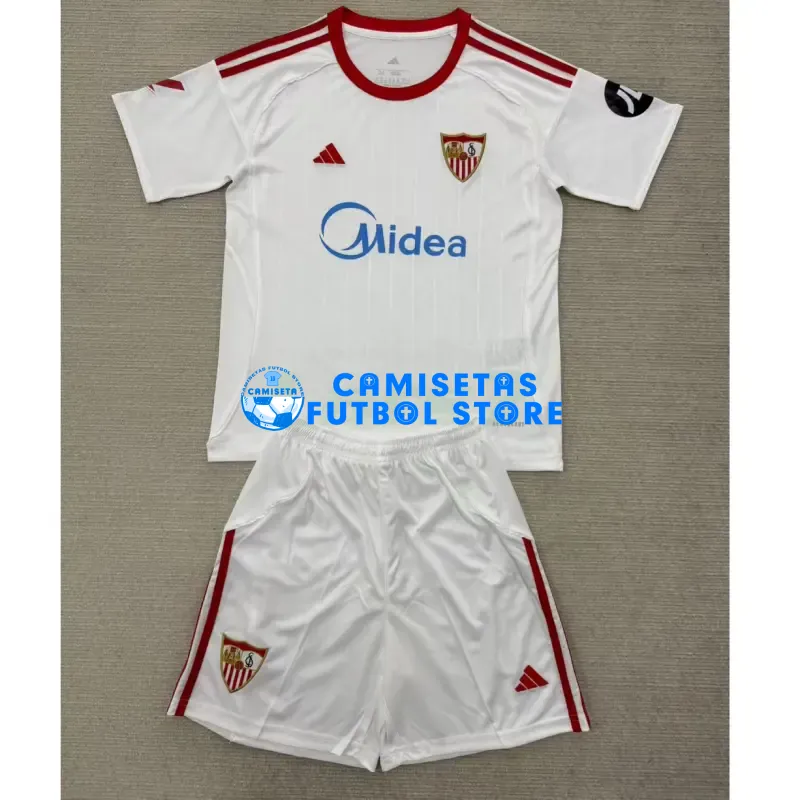Camiseta Sevilla FC 1ª Equipación 2025/2026 Blanco Niño Kit
