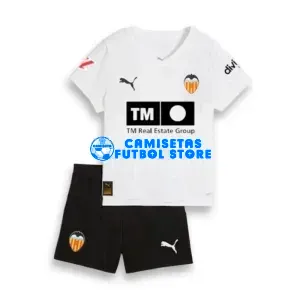 Camiseta Valencia 1ª Equipación 2025/2026 Blanco Niño Kit