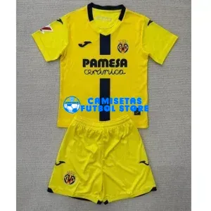 Camiseta Villarreal 1ª Equipación 2025/2026 Amarillo Niño Kit con Parche La Liga