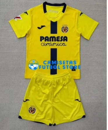 Camiseta Villarreal 1ª Equipación 2025/2026 Amarillo Niño Kit con Parche La Liga