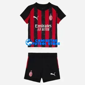 Camiseta AC Milan 1ª Equipación 2025/2026 Rojo/Negro Niño Kit