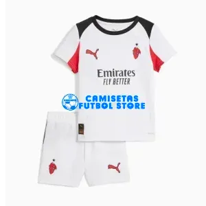 Camiseta AC Milan 2ª Equipación 2025/2026 Blanco Niño Kit