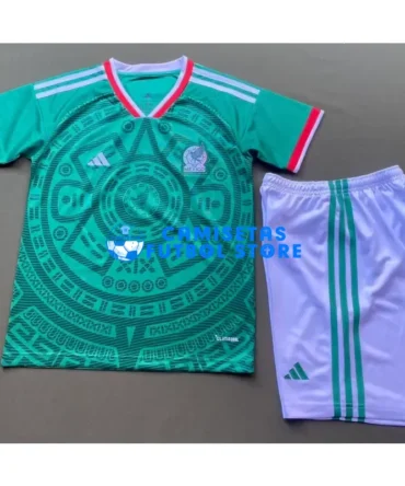 Camiseta México 1ª Equipación 2026 Verde Niño Kit