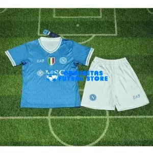 Camiseta Napoli 1ª Equipación 2025/2026 Azul Niño Kit