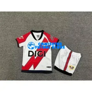 Camiseta Rayo Vallecano 1ª Equipación 2025/2026 Blanco/Rojo Niño Kit con Parche La Liga