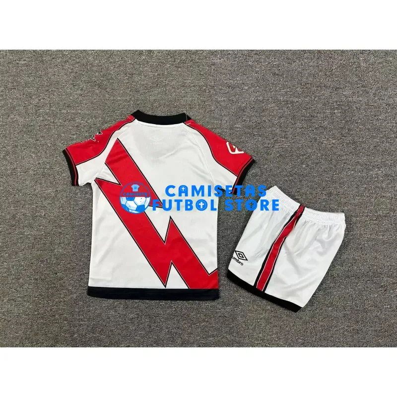 Camiseta Rayo Vallecano 1ª Equipación 2025/2026 Blanco/Rojo Niño Kit con Parche La Liga - Imagen 2