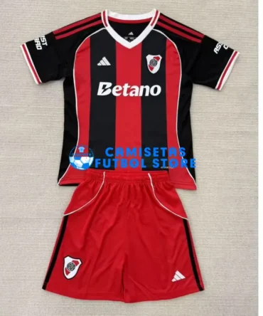 Camiseta River Plate 2ª Equipación 2025/2026 Negro/Rojo Niño Kit