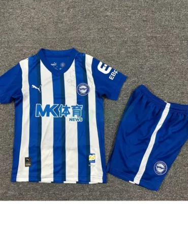 Camiseta Alavés 1ª Equipación 2025/2026 Azul/Blanco Niño Kit con Parche La Liga