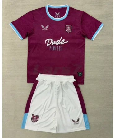 Camiseta Burnley FC 1ª Equipación 2025/2026 Borgoña Niño Kit