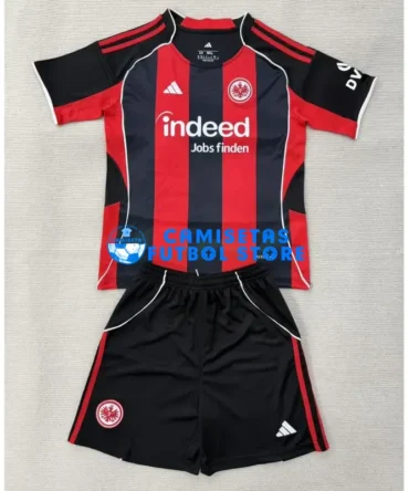 Camiseta Eintracht Fráncfort 1ª Equipación 2025/2026 Rojo/Negro Niño Kit