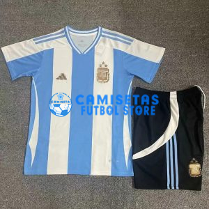 Camiseta Argentina 2024 Azul/Blanco Niño Kit