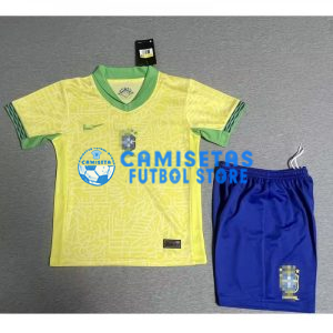 Camiseta Brasil 2024 Amarillo Niño Kit