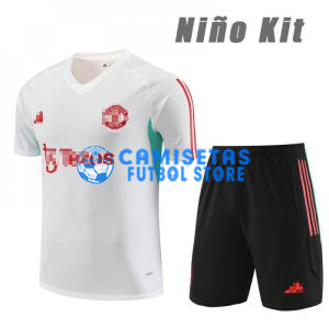 Camiseta de Entrenamiento Manchester United 2023/2024 Niño Kit Blanco